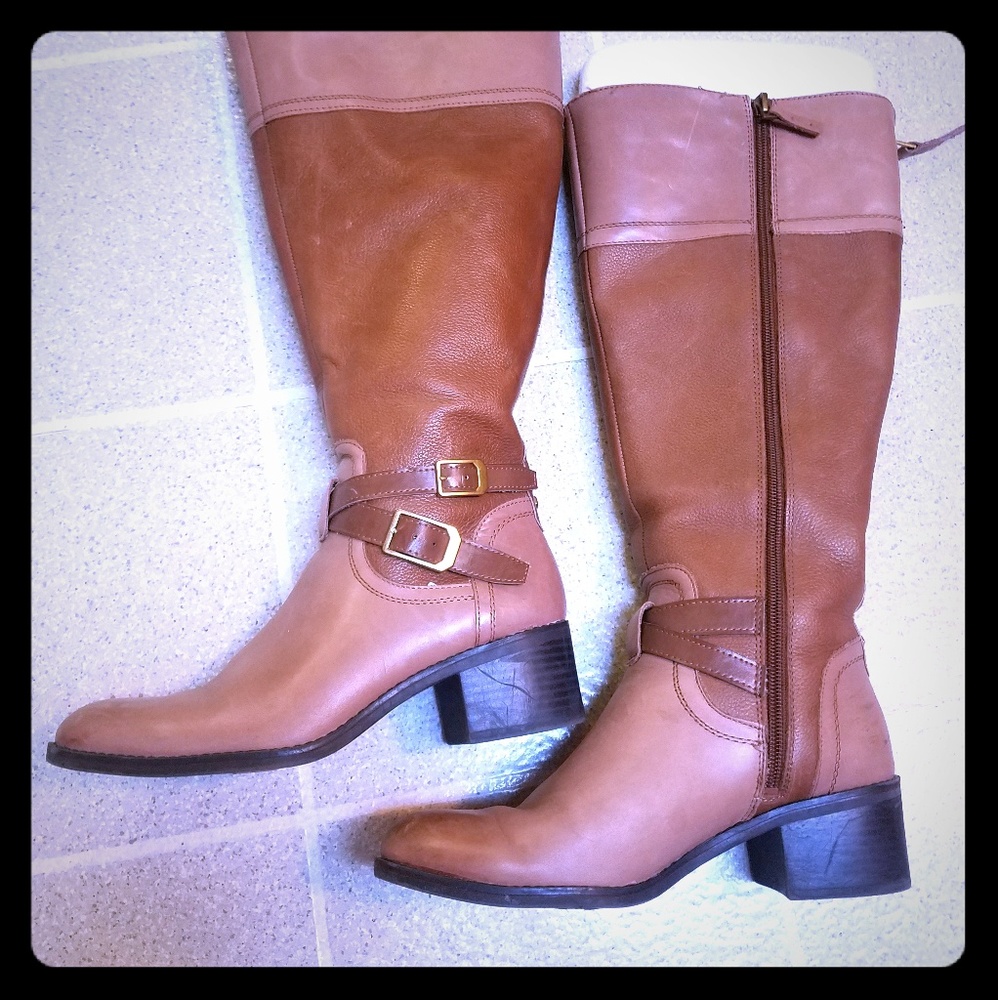 Franco Sarto Wide Calf Leather Boots 7